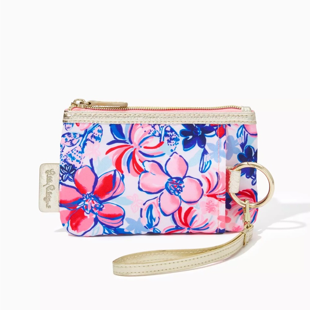 Lilly Pulitzer Floral Zip Top Wallet Wristlet Resort White Party Like A Lobstar